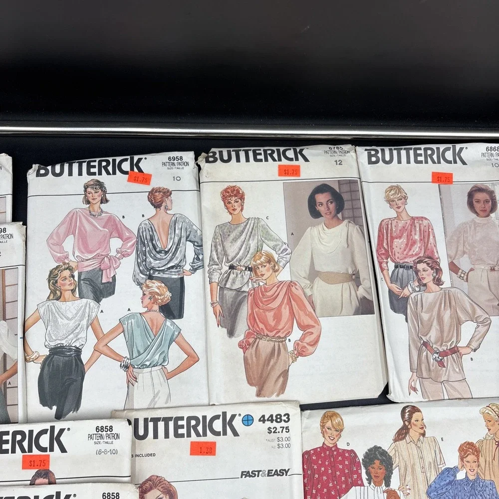 Lot 25 Vtg Sewing Patterns 80s Butterick Sz 6-16 Tops Vests 6 8 10 12 14 16 NEW!